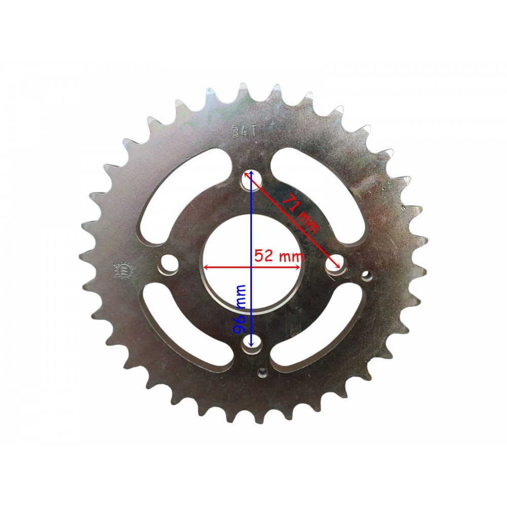 ATV ARKA DİŞLİ 530-34T İ&Ccedil; 52 mm 4 DELİKLİ &Ouml;M