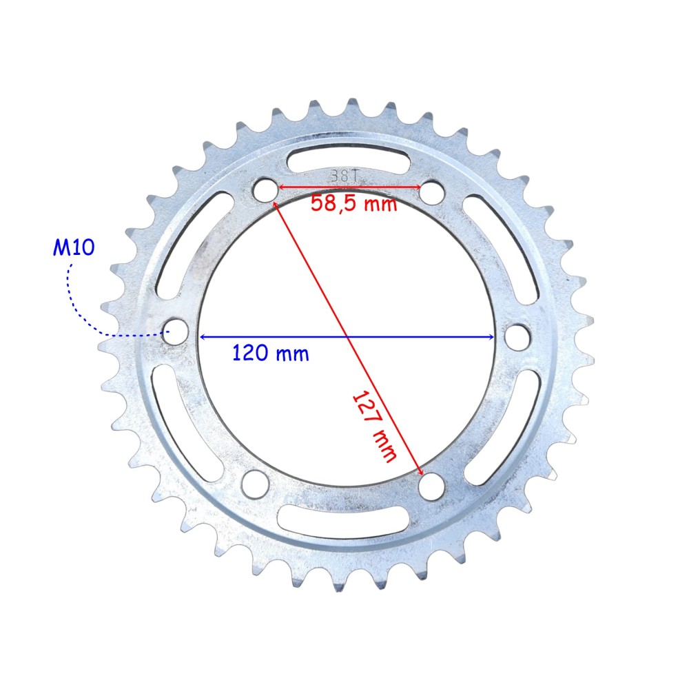 RKS R250 ARKA DİŞLİ 520-38T İ&Ccedil; 120 mm 6 DELİKLİ GENİŞ G&Ouml;BEKLİ &Ouml;M