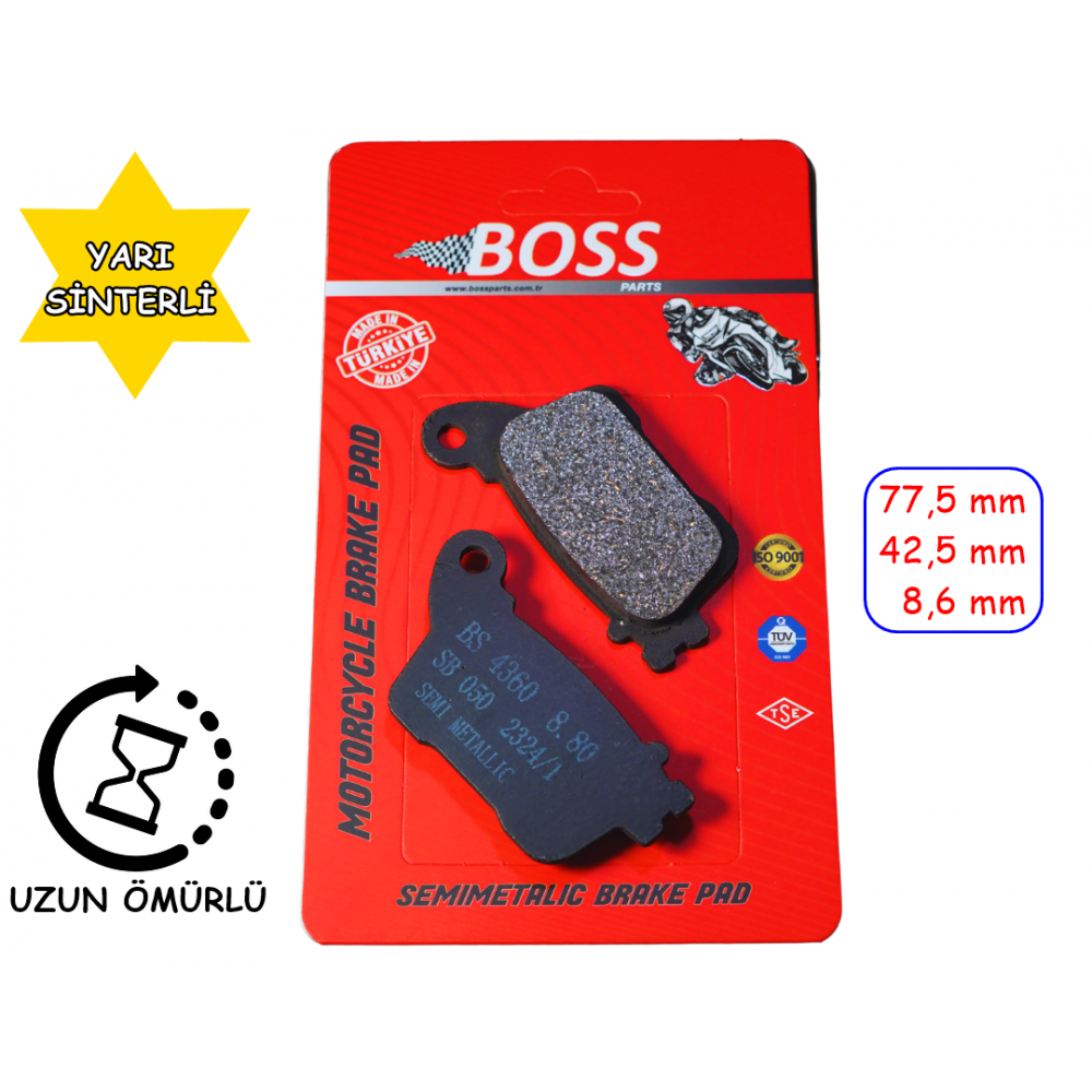 ARKA FREN DİSK BALATASI BOSS FA436 HONDA CBR 600 RR 1000 RR KAWASAKİ ZX-6R ZX-10R YAMAHA YZF R1-R6