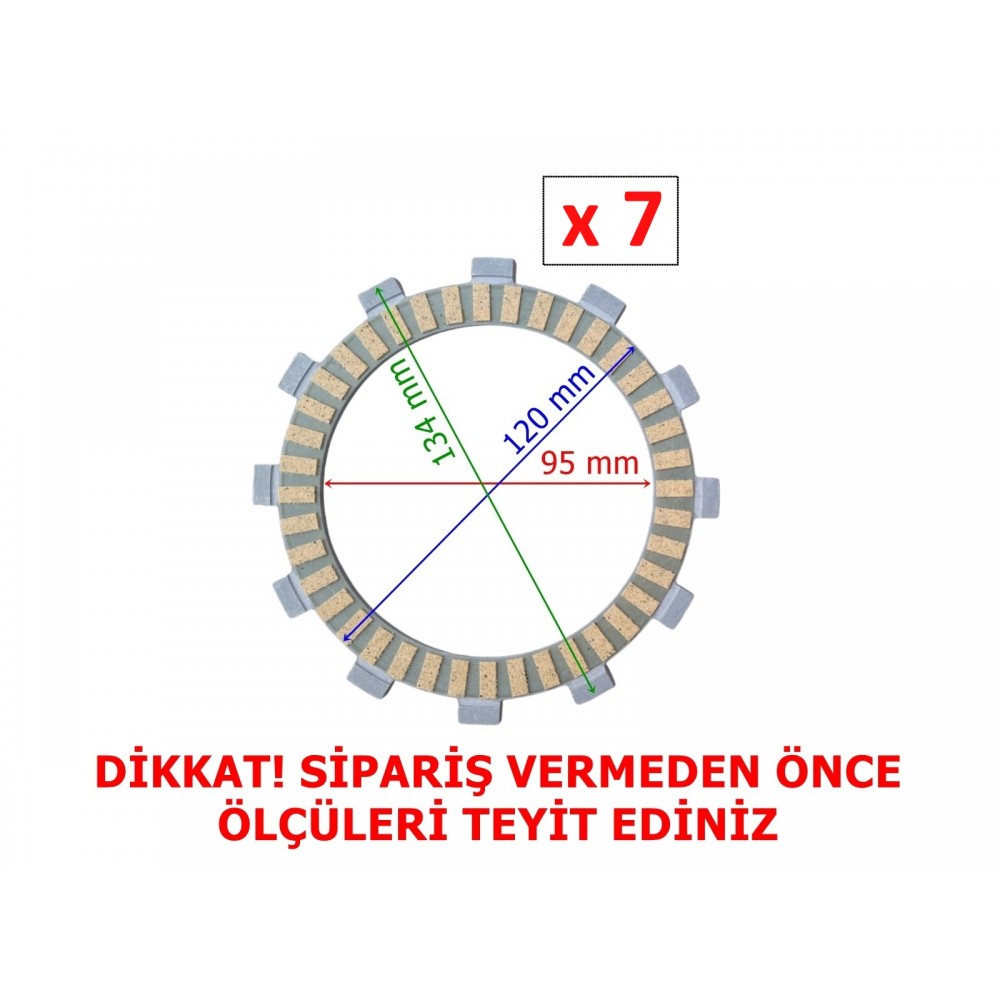 CF NK250 DEBRİYAJ BALATASI 7 Lİ (2022 ÖNCESİ) 12T A KALİTE 95-120-134 CF NK250 DEBRİYAJ BALATASI 7 Lİ (2022 ÖNCESİ) 12T A KALİTE 95-120-134