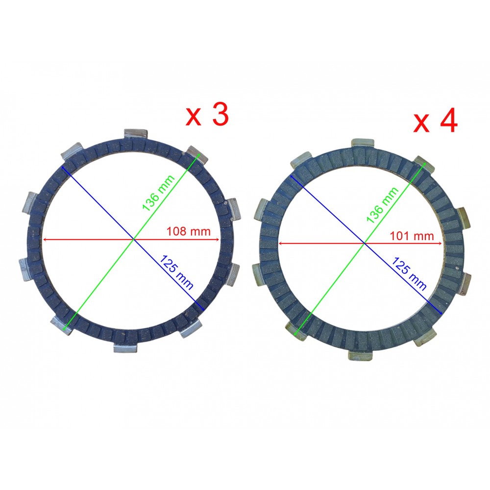 DOMİNAR 250-400 DEBRİYAJ BALATASI 4+3 10T 101-108-125-136 mm