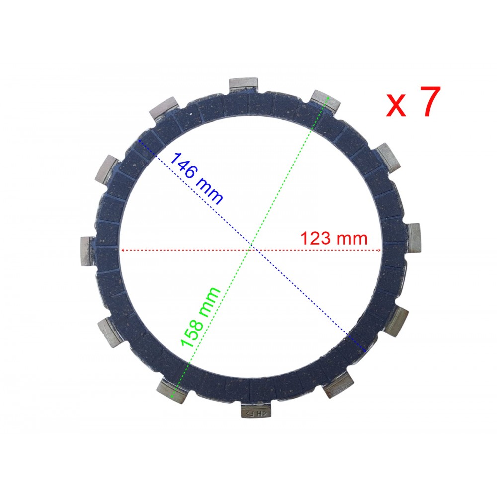 CF NK400-650 DEBRİYAJ BALATASI 7 Lİ 12T 123-146-158 mm A KALİTE