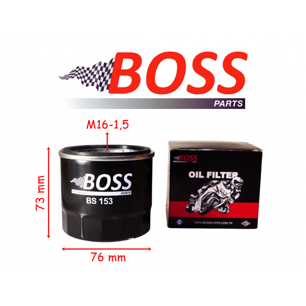 YAĞ FİLTRESİ BOSS BS153 (HF153) 76-73-M16-1,5 DUCATİ DİAVEL MONSTER MULTİSTRADA