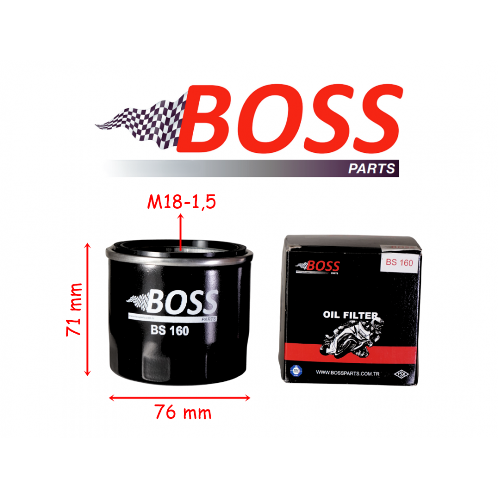 BMW YAĞ FİLTRESİ BOSS BS160 (HF160) 76-71-M18-1,5 F650-700-750-800-850-900 R1200-1250 S1000