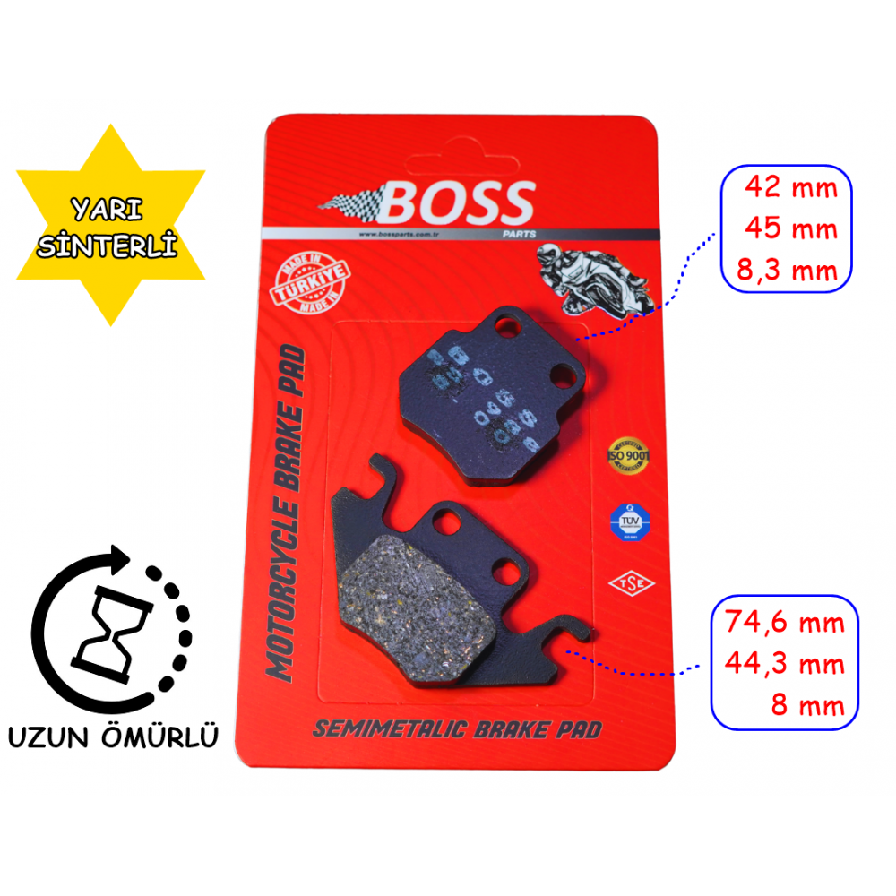 ARKA FREN BALATASI BOSS BS988 RKS DES 125 LTM LTR VPS ARKA FREN BALATASI BOSS BS988 RKS DES 125 LTM LTR VPS