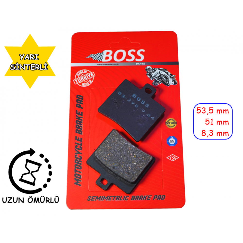 RKS TİTANİC 150-200 ARKA FREN DİSK BALATASI BOSS FA298 RKS TİTANİC 150-200 ARKA FREN DİSK BALATASI BOSS FA298