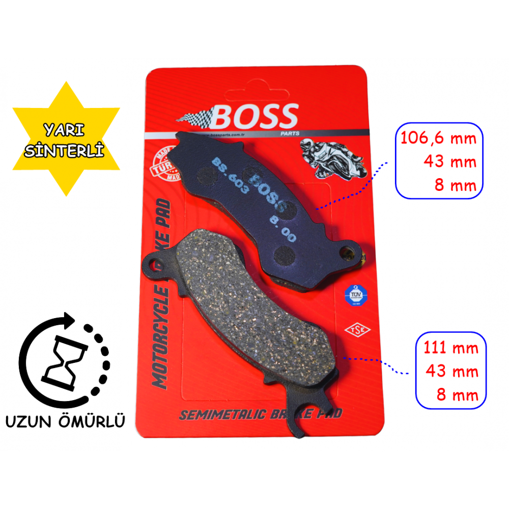 HONDA PCX 125-150 &Ouml;N FREN DİSK BALATASI (2011-17) BOSS FA603
