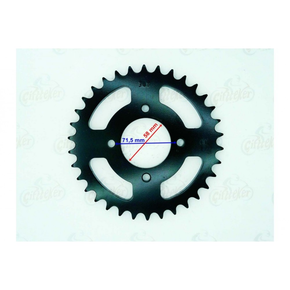 ATV ARKA DİŞLİ 530-34T İÇ 58 mm 4 DELİKLİ ÖM