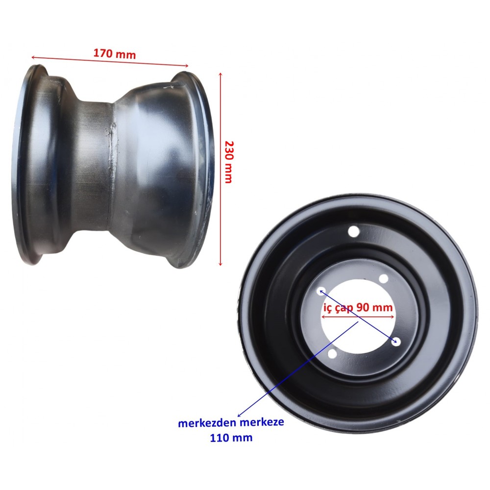 ASYA ATV PUMAREX 150 ARKA JANT SİYAH 8 İNC 4 DELİK