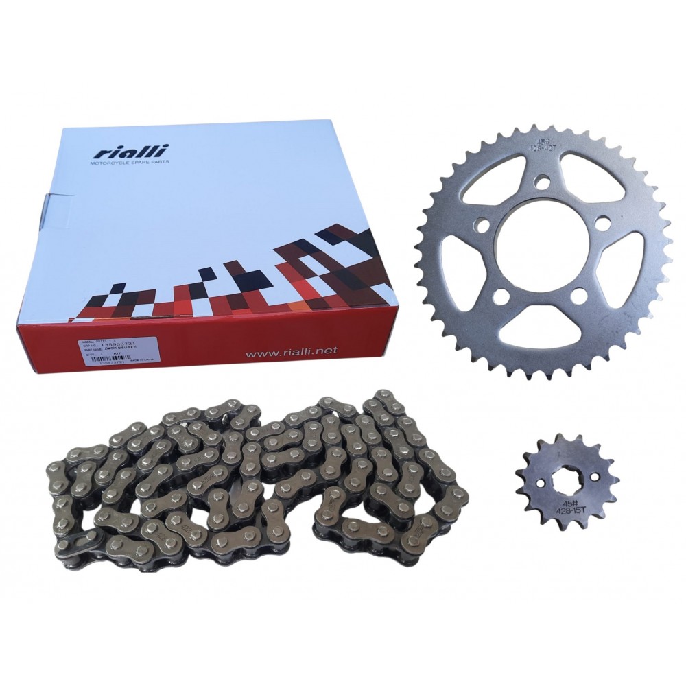 DRİFT L ÖN-ARKA DİŞLİ ZİNCİR SETİ RİALLİ 42-15T 428H-128L DRİFT L ÖN-ARKA DİŞLİ ZİNCİR SETİ RİALLİ 42-15T 428H-128L