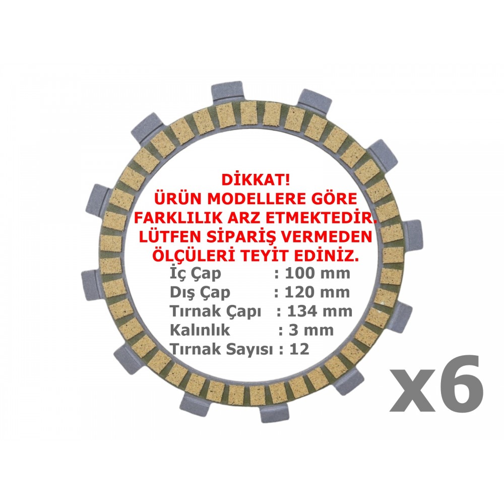 CF SR250 DEBRİYAJ BALATASI 6 LI 12T 100-120-134 mm