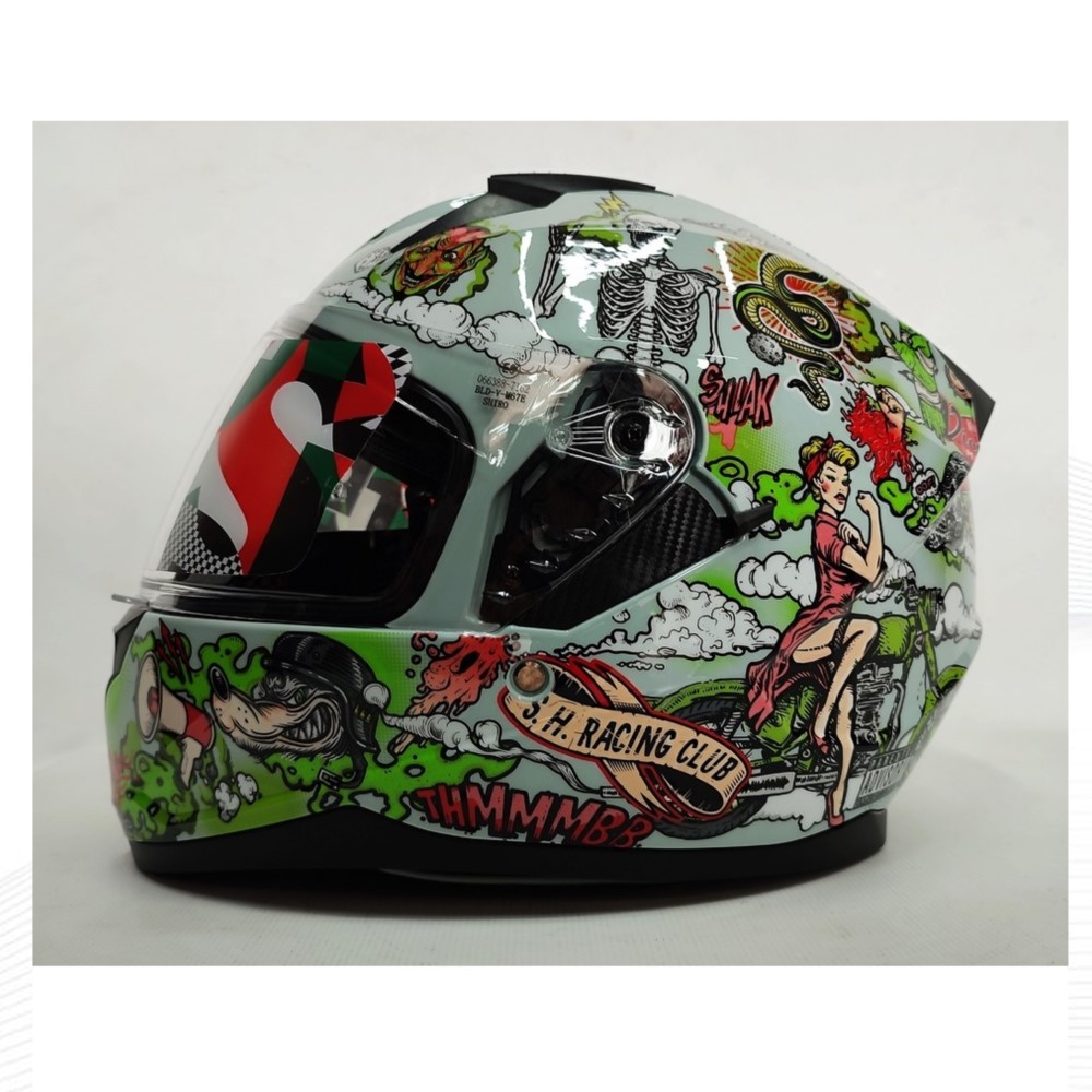 SHIRO KASK Fullface BLASTER OldSkull SV (Gozluklu) Grafik XL _XL 6162