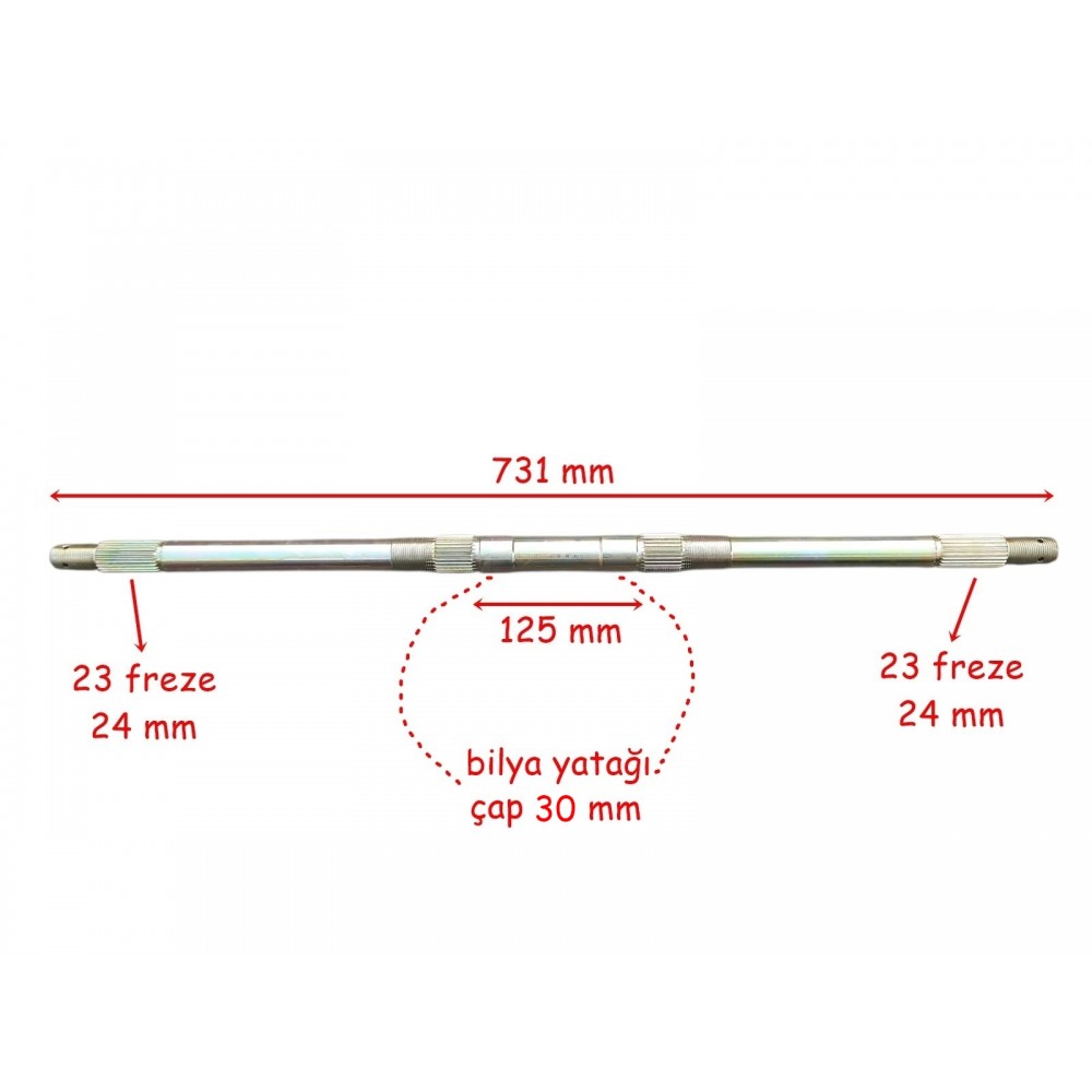 ATV AKS 731 mm İKİ YİVLİ BİLYA YATAĞI 30 mm 23 FREZE &Ouml;M