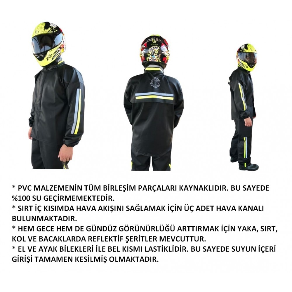 MOTOSİKLET YAĞMURLUK ALT-ÜST TAKIM 2XL BEDEN PVC KUMAŞ DİKİŞSİZ