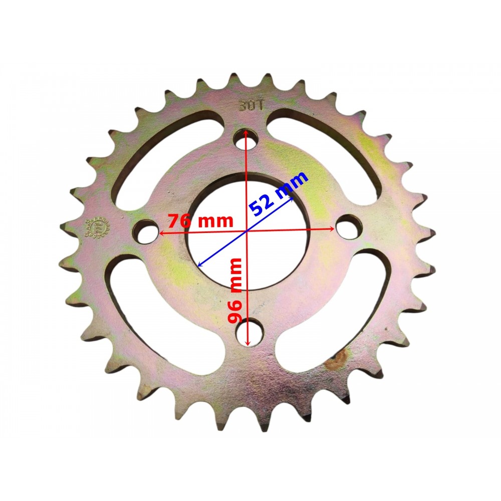 ATV ARKA DİŞLİ 530-30T İÇ 52 mm 4 DELİKLİ ÖM