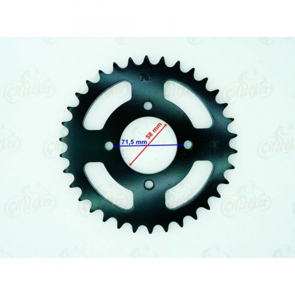 ATV ARKA DİŞLİ 530-34T İÇ 58 mm 4 DELİKLİ ÖM