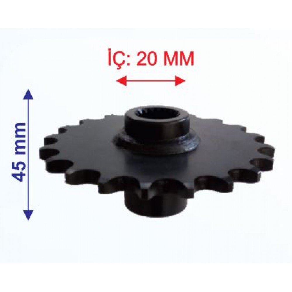 ATV ÖN DİŞLİ 520-20T İÇ 20 mm UZUNLUK 46 mm M ÖM