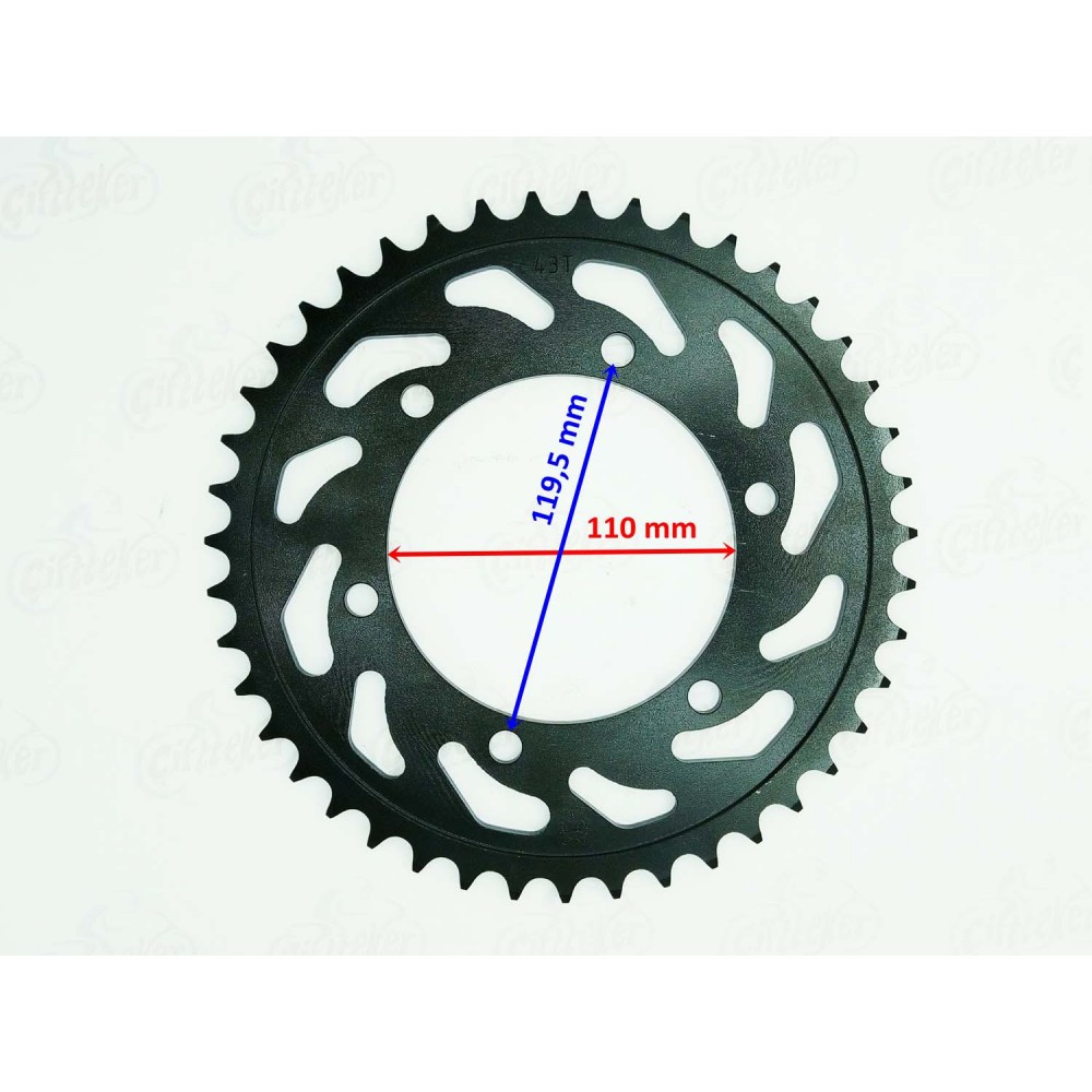 YAMAHA R25 MT-25 ARKA DİŞLİ 520-43T İÇ 110 mm 6 DELİKLİ ÖM